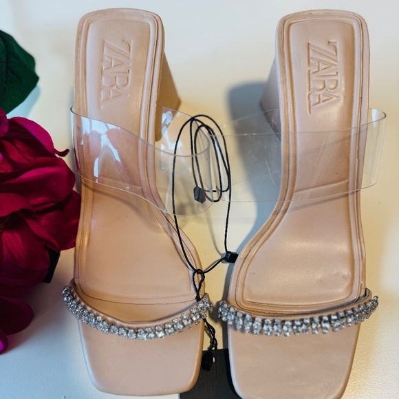 ZARA Rhinestone Crystal Heels - Picture 1 of 6